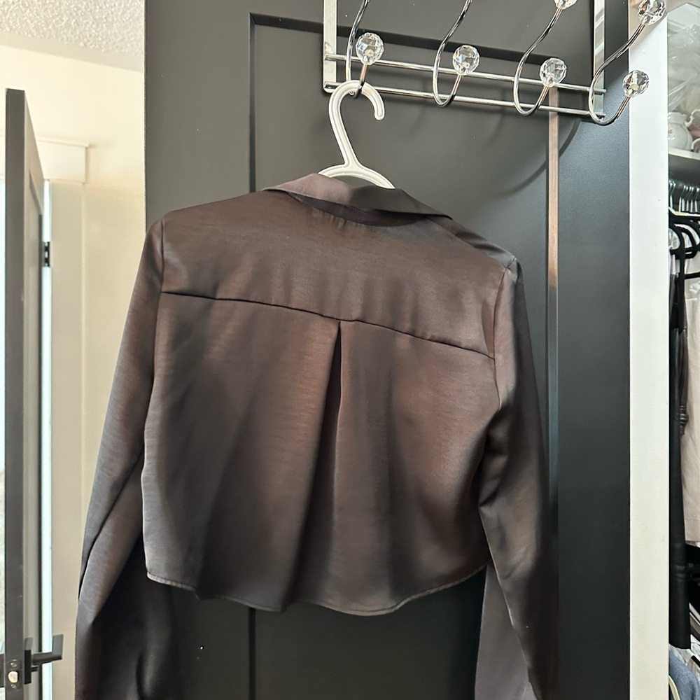Zara Black Satin Blouse - Picture 4 of 6